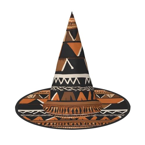 SHLXMDNZ Afrikanischer Schlammstoff, Tribal-Druck, Halloween, Hexenhut, Cosplay, für Frauen, Zaubererhut, Maskerade, Halloween-Party-Zubehör von SHLXMDNZ