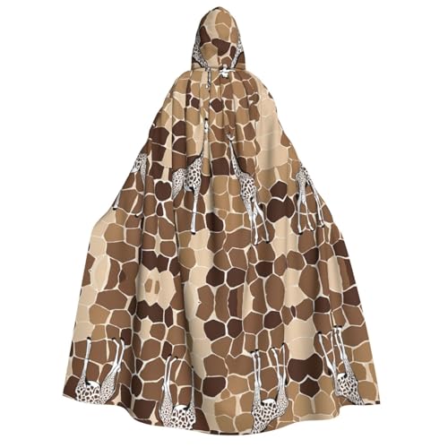 SHLXMDNZ Bedruckter dicker Kapuzenumhang mit Giraffen-Druck, Unisex, Halloween-Umhang, Vampir, Hexe, Zauberer, Halloween, Weihnachten, Cosplay von SHLXMDNZ