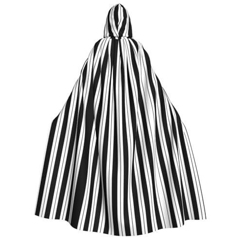 SHLXMDNZ Bedruckter dicker Kapuzenumhang mit schwarzem und weißem Streifen, unisex, Halloween-Umhang, Vampir, Hexe, Zauberer, Halloween, Weihnachten, Cosplay von SHLXMDNZ