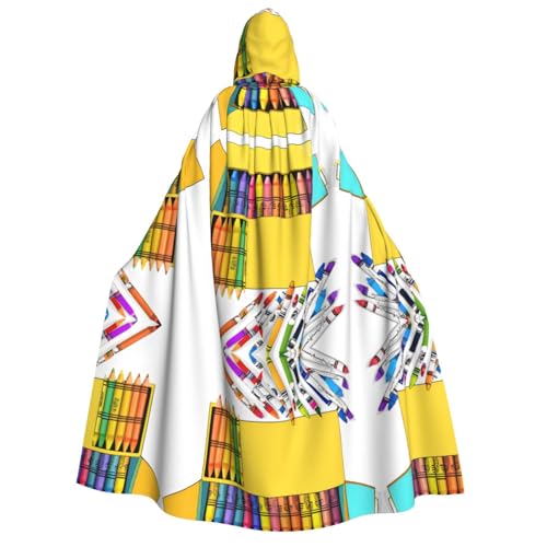 SHLXMDNZ Bedruckter dicker Kapuzenumhang mit süßer Buntstifte, Unisex, Halloween-Umhang, Vampir, Hexe, Zauberer, Halloween, Weihnachten, Cosplay von SHLXMDNZ