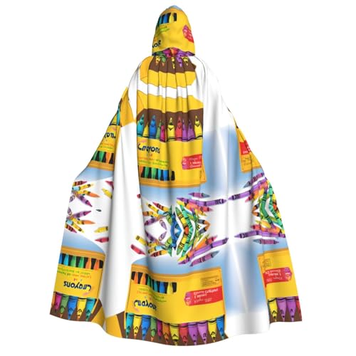 SHLXMDNZ Bedruckter dicker Kapuzenumhang mit süßer Buntstifte, Unisex, Halloween-Umhang, Vampir, Hexe, Zauberer, Halloween, Weihnachten, Cosplay von SHLXMDNZ