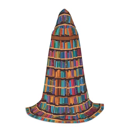 SHLXMDNZ Bibliotheks-Bücherregal-Druck, Kapuzenumhang für Jugendliche, perfekter Umhang für Halloween und Themenpartys von SHLXMDNZ