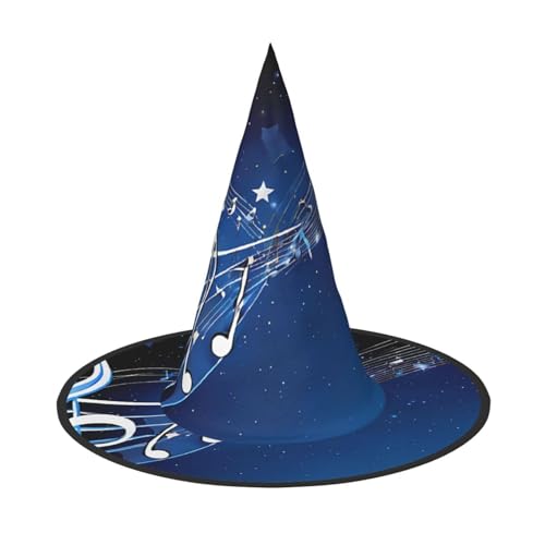 SHLXMDNZ Blauer Musikdruck, Halloween, Hexenhut, Cosplay, für Frauen, Zaubererhut, Maskerade, Halloween-Party-Zubehör SHLXMDNZ Blauer Musikdruck, Halloween, Hexenhut, Cosplay, für Frauen, Zaubererhut, Maskerade, Halloween-Party-Zubehör von SHLXMDNZ