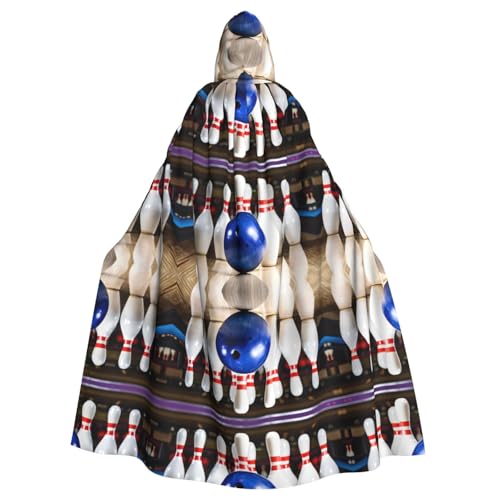SHLXMDNZ Bowling-Aufdruck, Kapuzenumhang, Weihnachts-Kostüm, Unisex, Erwachsene, Halloween, Cosplay, Kostüm für Männer und Frauen von SHLXMDNZ