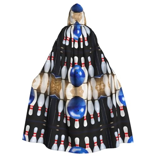 SHLXMDNZ Bowling-Aufdruck, Kapuzenumhang, Weihnachts-Kostüm, Unisex, Erwachsene, Halloween, Cosplay, Kostüm für Männer und Frauen von SHLXMDNZ