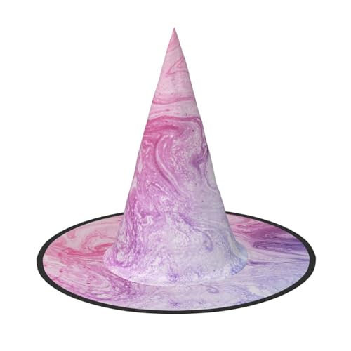 SHLXMDNZ Bunter Marmor, Pastellrosa, Blau, Lila, Druck, Halloween, Hexenhut, Cosplay, für Frauen, Zaubererhut, Maskerade, Halloween-Party-Zubehör von SHLXMDNZ