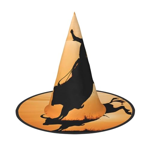 SHLXMDNZ Cooler Bullen-Aufdruck, Halloween, Hexenhut, Cosplay, für Frauen, Zaubererhut, Maskerade, Halloween-Party-Zubehör SHLXMDNZ Cooler Bullen-Aufdruck, Halloween, Hexenhut, Cosplay, für Frauen, Zaubererhut, Maskerade, Halloween-Party-Zubehör von SHLXMDNZ