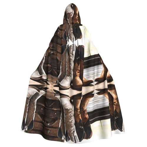 SHLXMDNZ Cowboy-Umhang mit schwarzem Hut und Westernstiefeln, mit Kapuze, Unisex, für Erwachsene, Halloween, Cosplay, für Herren und Damen von SHLXMDNZ