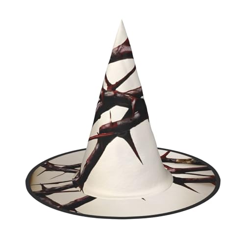 SHLXMDNZ Dornenkronen-Druck, Halloween, Kegel, Hexenhut, Cosplay, für Frauen, Zaubererhut, Maskerade, Halloween-Party-Zubehör von SHLXMDNZ