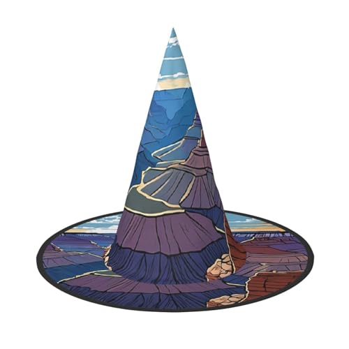 SHLXMDNZ Grand Canyon Druck Halloween Kegel Hexenhut Cosplay für Frauen Zauberer Hut Maskerade Halloween Party Zubehör von SHLXMDNZ