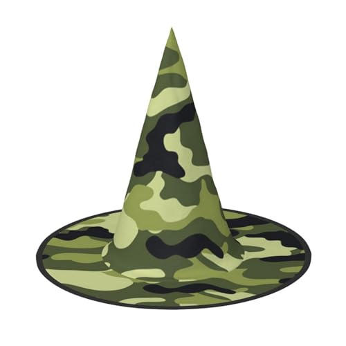 SHLXMDNZ Halloween-Hexenhut mit grünem Druck, Cosplay, Zaubererhut, Maskerade, Halloween-Party-Zubehör von SHLXMDNZ