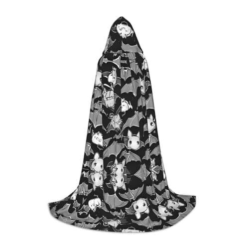 SHLXMDNZ Halloween-Umhang mit Fledermäusen, grauer Druck, Kapuzenumhang für Teenager, perfekter Umhang für Halloween und Themenpartys von SHLXMDNZ