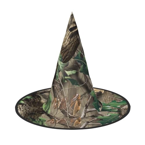 SHLXMDNZ Harthölzer grüner Camouflage-Druck, Halloween, Hexenhut, Cosplay, für Frauen, Zaubererhut, Maskerade, Halloween-Party-Zubehör von SHLXMDNZ