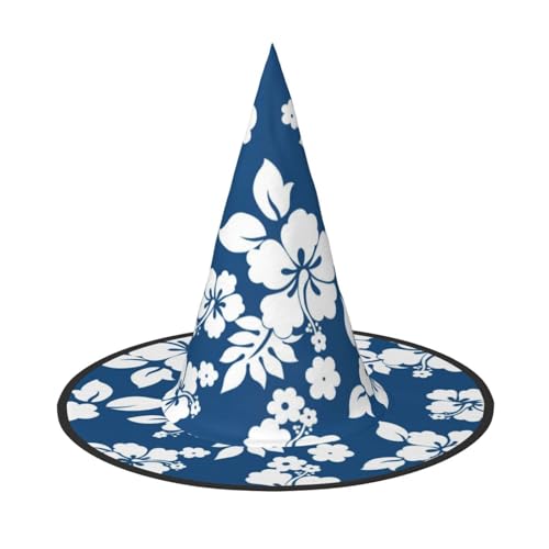 SHLXMDNZ Hawaii-Blumendruck, Halloween, Hexenhut, Cosplay, für Frauen, Zaubererhut, Maskerade, Halloween-Party-Zubehör von SHLXMDNZ