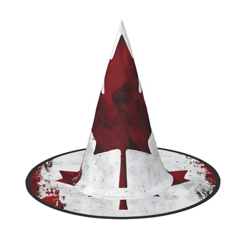 SHLXMDNZ Hexenhut im Retro-Stil mit Kanada-Flagge, Halloween, Hexenhut, Cosplay, für Frauen, Zaubererhut, Maskerade, Halloween-Party-Zubehör von SHLXMDNZ