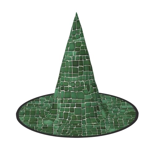 SHLXMDNZ Hexenhut mit Alligatorhaut-Druck, Halloween, Kegel, Cosplay, für Frauen, Zaubererhut, Maskerade, Halloween-Party-Zubehör von SHLXMDNZ
