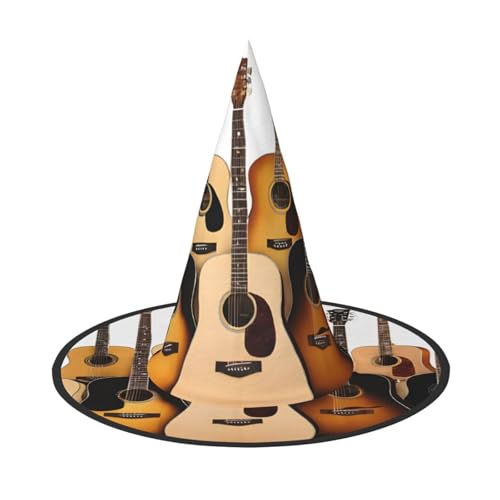 SHLXMDNZ Hexenhut mit Gitarren-Druck, Halloween, Kegel, Cosplay, für Frauen, Zaubererhut, Maskerade, Halloween-Party-Zubehör von SHLXMDNZ