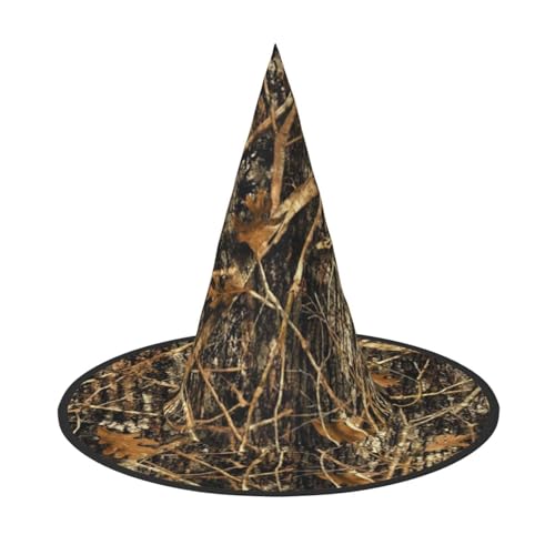 SHLXMDNZ Hexenhut mit Herbst-Camouflage-Druck, Halloween, Kegel, Cosplay, für Frauen, Zaubererhut, Maskerade, Halloween-Party-Zubehör von SHLXMDNZ
