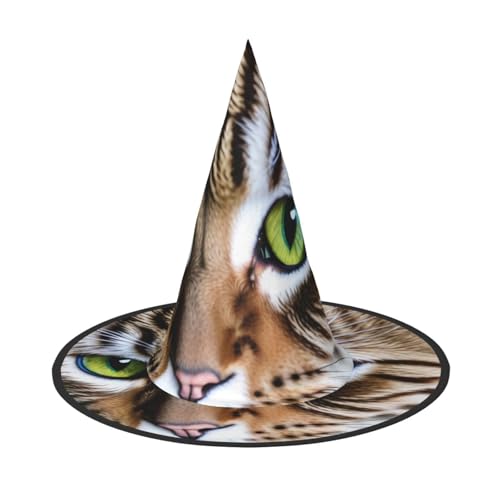 SHLXMDNZ Hexenhut mit Katzendruck, Halloween, Kegel, Cosplay, für Frauen, Zaubererhut, Maskerade, Halloween-Party-Zubehör von SHLXMDNZ