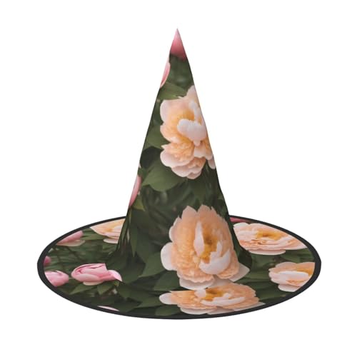 SHLXMDNZ Hexenhut mit Pfingstrosen-Druck, Halloween, Cosplay, für Frauen, Zaubererhut, Maskerade, Halloween-Party-Zubehör SHLXMDNZ Hexenhut mit Pfingstrosen-Druck, Halloween, Cosplay, für Frauen, Zaubererhut, Maskerade, Halloween-Party-Zubehör von SHLXMDNZ