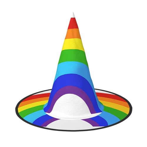 SHLXMDNZ Hexenhut mit Regenbogen-Druck, Halloween, Kegel, Cosplay, für Frauen, Zaubererhut, Maskerade, Halloween-Party-Zubehör SHLXMDNZ Hexenhut mit Regenbogen-Druck, Halloween, Kegel, Cosplay, für Frauen, Zaubererhut, Maskerade, Halloween-Party-Zubehör von SHLXMDNZ