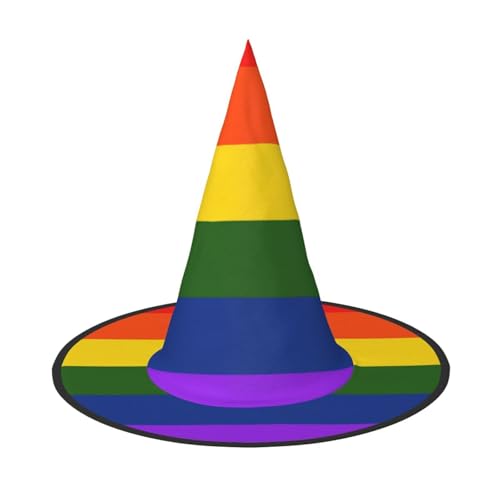 SHLXMDNZ Hexenhut mit Regenbogen-Flagge, Hexenhut, Cosplay, für Frauen, Zaubererhut, Maskerade, Halloween-Party-Zubehör von SHLXMDNZ