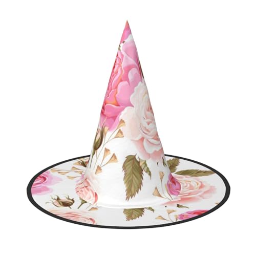 SHLXMDNZ Hexenhut mit Rosenblüten-Druck, Halloween, Cosplay, für Frauen, Zaubererhut, Maskerade, Halloween-Party-Zubehör SHLXMDNZ Hexenhut mit Rosenblüten-Druck, Halloween, Cosplay, für Frauen, Zaubererhut, Maskerade, Halloween-Party-Zubehör von SHLXMDNZ