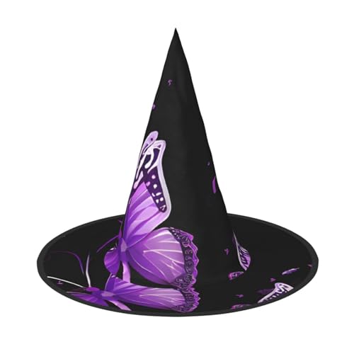SHLXMDNZ Hexenhut mit Schmetterlings-Aufdruck, Halloween, Kegel, Cosplay, für Frauen, Zaubererhut, Maskerade, Halloween-Party-Zubehör von SHLXMDNZ