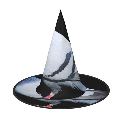 SHLXMDNZ Hexenhut mit Taubenaufdruck, Halloween, Hexenhut, Cosplay, für Frauen, Zaubererhut, Maskerade, Halloween-Party-Zubehör von SHLXMDNZ