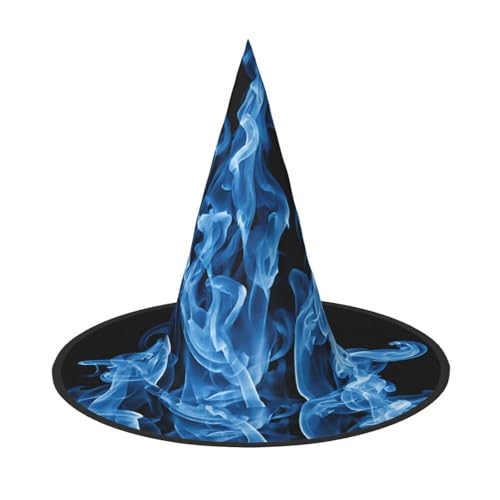 SHLXMDNZ Hexenhut mit blauem Flammenaufdruck, Halloween, Cosplay, für Frauen, Zaubererhut, Maskerade, Halloween-Party-Zubehör von SHLXMDNZ