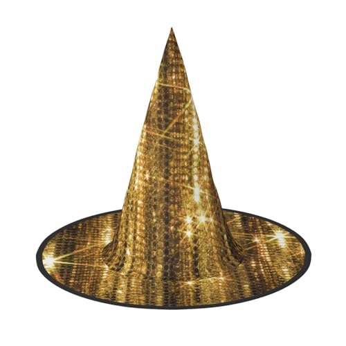 SHLXMDNZ Hexenhut mit goldfarbenen Pailletten, glitzernd, Halloween, Kegel, Cosplay, für Frauen, Zaubererhut, Maskerade, Halloween-Party-Zubehör von SHLXMDNZ