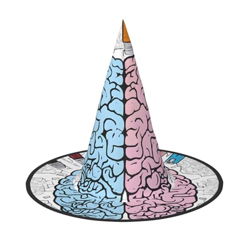 SHLXMDNZ Hexenhut mit menschlichem Gehirndruck, Halloween, Kegel, Cosplay, für Frauen, Zaubererhut, Maskerade, Halloween-Party-Zubehör SHLXMDNZ Hexenhut mit menschlichem Gehirndruck, Halloween, Kegel, Cosplay, für Frauen, Zaubererhut, Maskerade, Halloween-Party-Zubehör von SHLXMDNZ