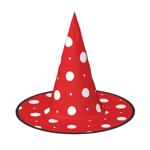 SHLXMDNZ Hexenhut mit roten und weißen Punkten, Halloween, Kegel, Cosplay, für Frauen, Zaubererhut, Maskerade, Halloween-Party-Zubehör SHLXMDNZ Hexenhut mit roten und weißen Punkten, Halloween, Kegel, Cosplay, für Frauen, Zaubererhut, Maskerade, Halloween-Party-Zubehör von SHLXMDNZ