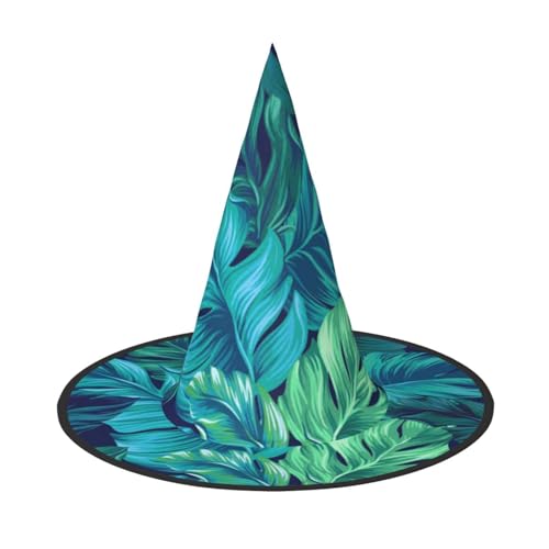 SHLXMDNZ Hexenhut mit tropischen Palmenblättern, Halloween, Hexenhut, Cosplay, für Frauen, Zaubererhut, Maskerade, Halloween-Party-Zubehör von SHLXMDNZ