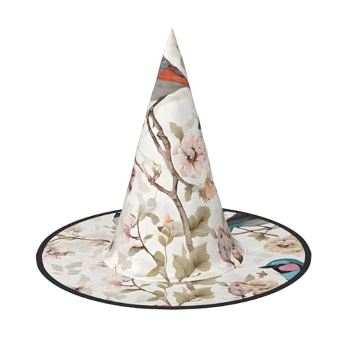 SHLXMDNZ Japanischer Kiefer- und Vogel-Druck, Halloween, Hexenhut, Cosplay, für Frauen, Zaubererhut, Maskerade, Halloween-Party-Zubehör von SHLXMDNZ