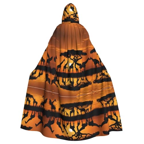SHLXMDNZ Kapuzenumhang (Afrika Giraffe Majestätischer Baum) Druck Weihnachten Verkleidung Unisex Erwachsene Halloween Cosplay Kostüm für Männer und Frauen von SHLXMDNZ