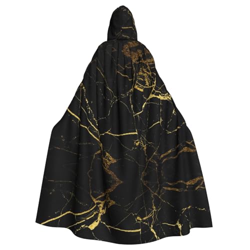 SHLXMDNZ Kapuzenumhang mit Aufdruck (schwarzer und goldener Hintergrund), Weihnachts-Kostüm, Unisex, Erwachsene, Halloween, Cosplay, für Männer und Frauen von SHLXMDNZ