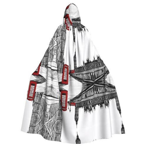 SHLXMDNZ Kapuzenumhang mit Aufdruck "Red Phone Booth London Street", Unisex, Erwachsene, Halloween, Cosplay, für Männer und Frauen SHLXMDNZ Kapuzenumhang mit Aufdruck "Red Phone Booth London Street", Unisex, Erwachsene, Halloween, Cosplay, für Männer und Frauen von SHLXMDNZ