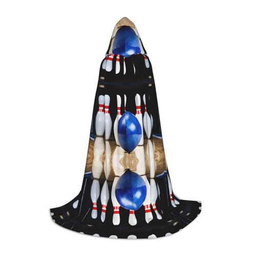 SHLXMDNZ Kapuzenumhang mit Bowling-Aufdruck für Jugendliche, perfekter Umhang für Halloween und Themenpartys von SHLXMDNZ