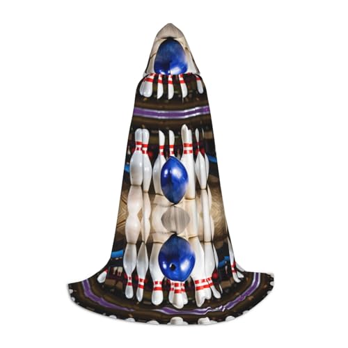 SHLXMDNZ Kapuzenumhang mit Bowling-Aufdruck für Jugendliche, perfekter Umhang für Halloween und Themenpartys von SHLXMDNZ