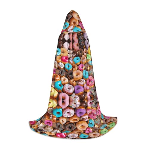 SHLXMDNZ Kapuzenumhang mit Donut-Aufdruck für Jugendliche, perfekter Umhang für Halloween und Themenpartys von SHLXMDNZ