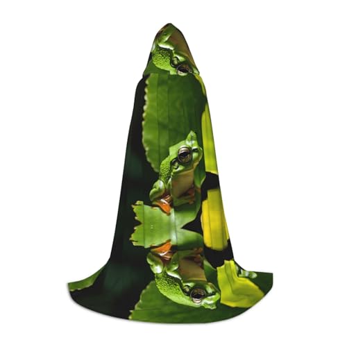SHLXMDNZ Kapuzenumhang mit Frosch- und Regendruck für Teenager, perfekter Umhang für Halloween und Themenpartys von SHLXMDNZ