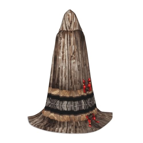 SHLXMDNZ Kapuzenumhang mit Holzdruck für Jugendliche, perfekter Umhang für Halloween und Themenpartys von SHLXMDNZ