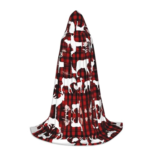 SHLXMDNZ Kapuzenumhang mit Kuh und Hirsch, Weihnachtsdruck, für Teenager, perfekter Umhang für Halloween und Themenpartys von SHLXMDNZ