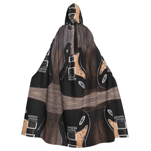 SHLXMDNZ Kapuzenumhang mit Musikgitarre, Unisex, Erwachsene, Halloween, Cosplay, für Männer und Frauen von SHLXMDNZ