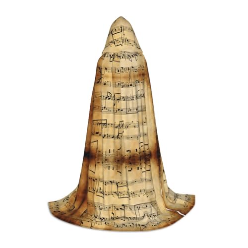 SHLXMDNZ Kapuzenumhang mit Musiknoten-Aufdruck für Jugendliche, perfekter Umhang für Halloween und Themenpartys von SHLXMDNZ