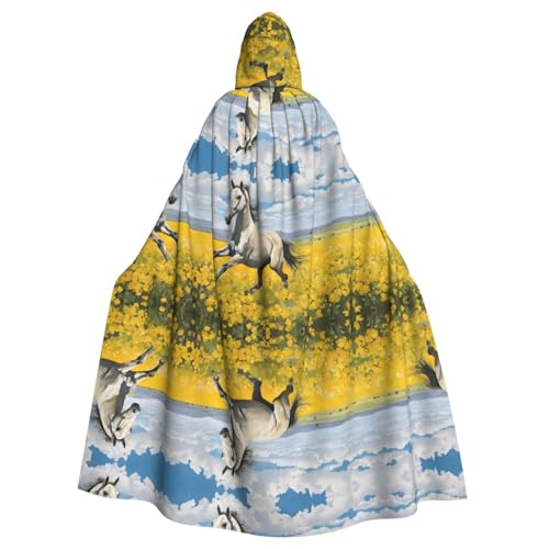 SHLXMDNZ Kapuzenumhang mit Pferde-Motiv, Unisex, Erwachsene, Halloween, Cosplay, für Männer und Frauen von SHLXMDNZ