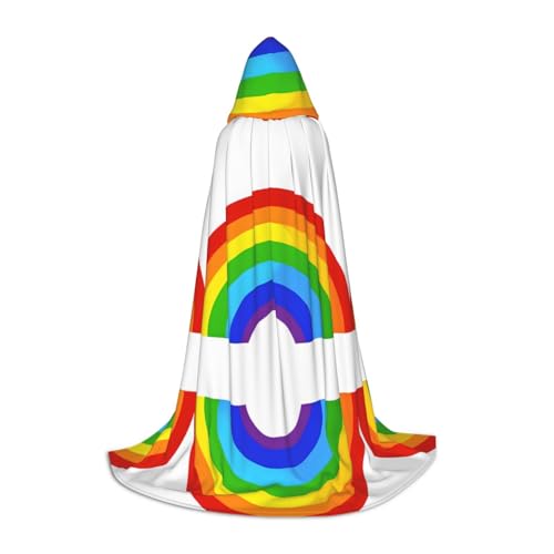 SHLXMDNZ Kapuzenumhang mit Regenbogen-Aufdruck für Jugendliche, perfekter Umhang für Halloween und Themenpartys von SHLXMDNZ