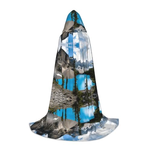 SHLXMDNZ Kapuzenumhang mit Rocky Mountains Aufdruck für Teenager, perfekter Umhang für Halloween und Themenpartys von SHLXMDNZ