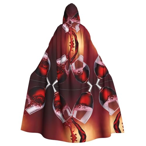SHLXMDNZ Kapuzenumhang mit Rotweinglas-Aufdruck, Unisex, für Erwachsene, Halloween, Cosplay, für Männer und Frauen von SHLXMDNZ